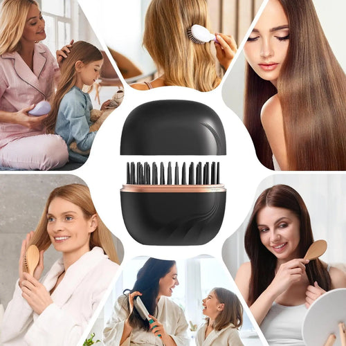 Mini Hair Straightener Brush — Cordless & USB Rechargeable